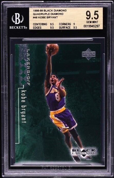 graded kobe bryant cards kobe bryant rookie card hoops graded 9 mint #281 5 time nba champ